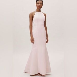NWT BHLDN x Amsale Caroline Blush Light Pink Hight Neck Bridesmaid Dress